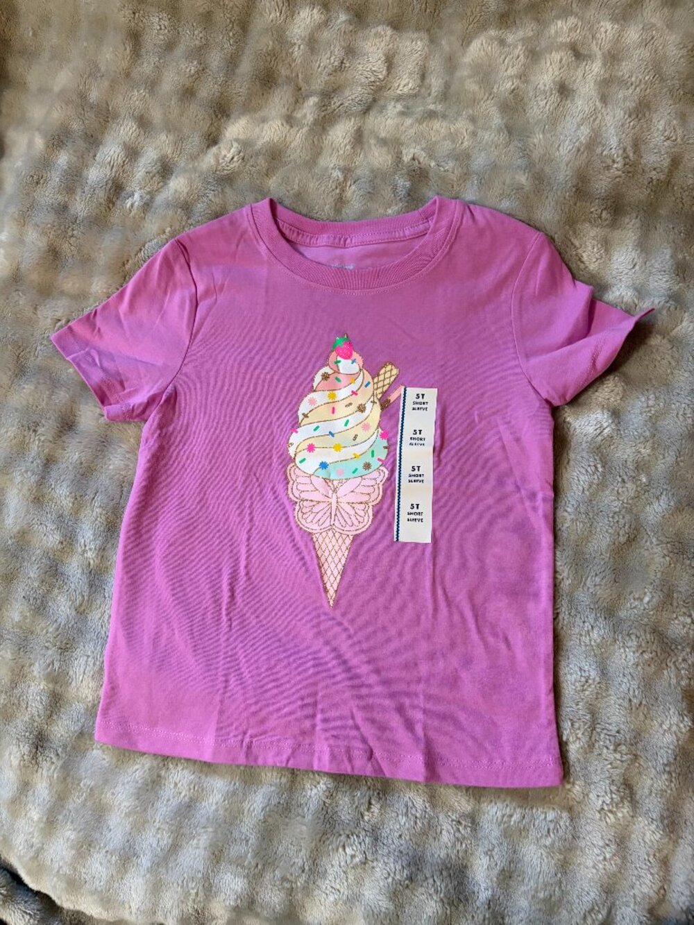Cat & Jack Girls' Short Sleeve Ice Cream Graphic T-Shirt Pink Size Medium NWT